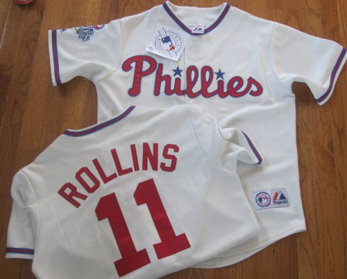 MLB New Jimmy ROLLINS #11 Philadelphia PHILLIES XL Alternate CREME Baseball Jersey Majestic