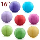 (Price/8 PCS)Assorted Color Chinese Paper Lantern, 16 Inches In Diameter (Wholesale Lot)