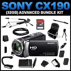 Sony HDR-CX190 High Definition Handycam 5.3 MP Camcorder with 25x Optical Zoom (Black) (32GB Advanced Bundle Kit) includes Charger, Battery, 32GB SD Memory, Carrying Case, Full Size Tripod, Monopod, Mini Tripod, Video Light Kit, Grip Handle, HDMI Cable, Card Reader, Card Wallet, Cleaning Kit - (HDRCX190/B) 