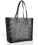 Prada black cut-out saffiano shopping tote