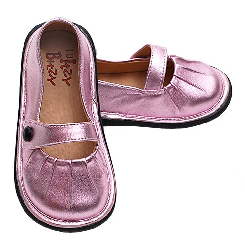 Itzy Bitzy Baby Toddler Girls Pink Metallic Squeaker Flat Shoes 3-10