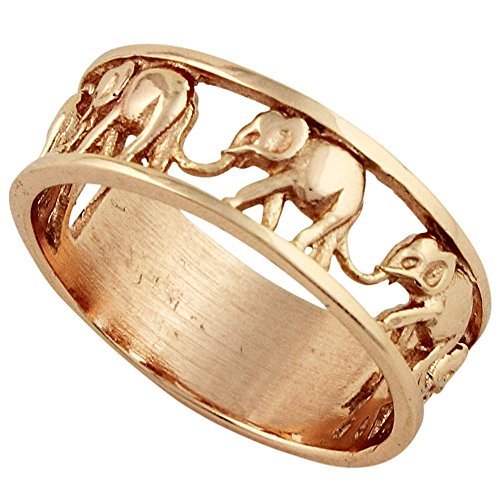 Elephant Migration Eternity Ring Rose Gold-Tone Plated Sterling Silver 925 Sizes 4-15