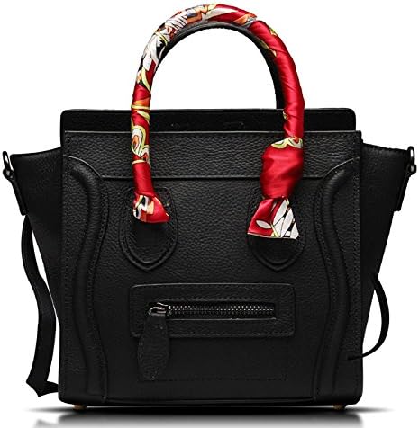 Fatteen Cat Women's Smile Leather Handbags Purses (Small-mini cross body, Black)