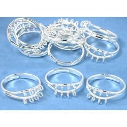 12 Silver Finger Ring Jewelry Findings Charm Beading