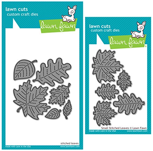 Lawn Fawn Stitched Leaves Dies - Small and Large - Two Item Bundle