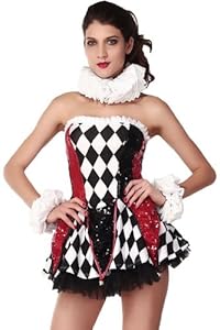 Dear-Lover Women's Deluxe Court Jester Cutie Costume One Size Multicoloured