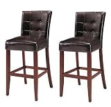 Set Of 2 Brown Finish 24 Counter Height Parsons Stools