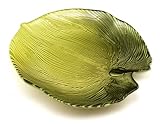 Arda Palm Leaf 9-1/2-Inch By 10-1/2-Inch Leaf Tray, Metallic Light Green/Dark Green, Set of 2