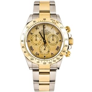 Rolex 40mm Stainless Steel & 18K Gold Daytona Model 116523 Champagne Mother Of Pearl Roman Dial Inner Bezel Engraving Model