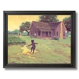 African American Black Playing In The Mud Home Decor Wall Picture Black Framed Art Print