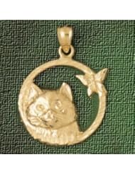 Dazzlers Solid 14 karats Gold Cat Kitten Charm Pendant available in three colors from jewelsberry (weights: 4.3 grams only)
