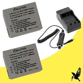 Two Halcyon 1400 mAH Lithium Ion Replacement Battery and Charger Kit for Canon PowerShot ELPH SD630 6.0 MP Digital Camera and Canon NB-4L