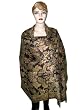 Dark Black Leaf Floral Design Reversible Jamwar Pashmina Shawl
