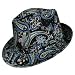 51DycJcGaDL. AA75  BLACK BLUE GREEN FANCY PAISLEY STRUCTURED FEDORA HAT