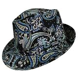 51DycJcGaDL. SL160  BLACK BLUE GREEN FANCY PAISLEY STRUCTURED FEDORA HAT