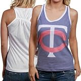MLB Touch by Alyssa Milano Minnesota Twins Blue-White Sublimated Burnout Tank Top (Large)