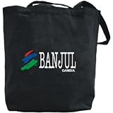 Canvas Tote Bag Black " Brush Banjul " Gambia Capital