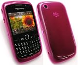 FLASH SUPERSTORE BLACKBERRY 8520 CURVE DOTS PATTERN SILICON GEL SKIN COVER/CASE HOT PINK + SCREEN PROTECTOR
