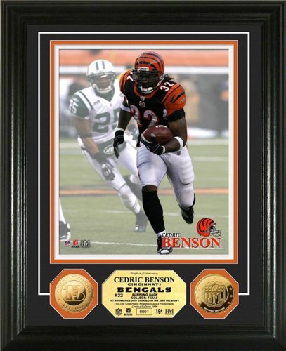 Cedric Benson Framed 24KT Gold Coin Cincinnati Bengals Photo Mint