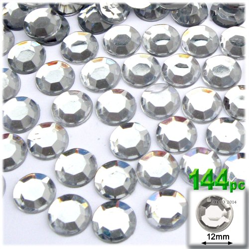 144pc Loose flatback Acrylic Rhinestones Round 12mm - flatback Crystal Clear