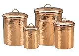 Old Dutch International Copper Clad Stainless Steel Hammered Canister, Set of 4