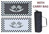 Reversible Mat 149181 Black & White Racing Flag & Flame Mat 9' X 18'