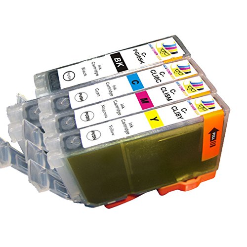 Ink & Toner Geek ® - 4 Pack Compatible Replacement Inkjet Cartridges for Canon PGI-5 Black & CLI-8 Black Cyan Magenta Yellow For Use With Canon PIXMA IP3300 IP3500 IP4200 IP4300 IP4500 IP5200 IP5200R MP500 MP510 MP520 MP530 MP600 MP610 MP800 MP800R MP810 MP830 MP950 MP960 MP970 MX700 MX850 (1 Large Black, 1 Cyan, 1 Magenta, 1 Yellow)