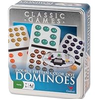 Cardinal Industries Double Fifteen Color Dot Dominoes in a Collectors Tin