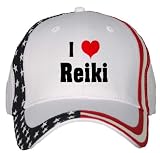 I Love/Heart Reiki USA Flag Hat / Baseball Cap