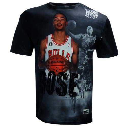 NBA Boys' Chicago Bulls Derrick Rose Sublimated High Definition Photo Tee Shirt (Multi, Large)