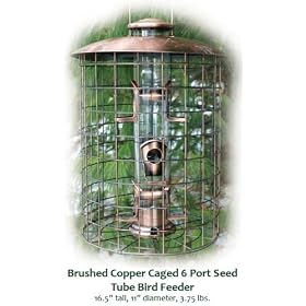 Woodlink Coppertop Caged 6-Port Seed Bird Feeder, Brushed Copper (COPCAGE6S) by
