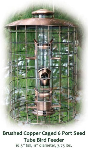 Childrens Toyshop  Outdoor Living : Woodlink Brushed Copper Caged 6 Port Seed Feeder