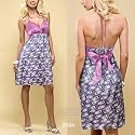 Satin Cocktailkleid in der Farbe: Lila - Creme