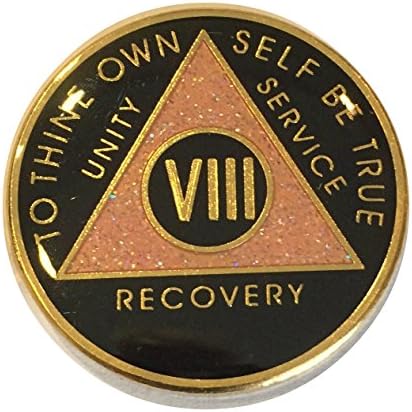 2 YEAR -Black w Pink Sparkle Center AA Recovery Medallion - A beautiful gift for A Special Lady Commemorative