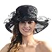 Acediscoball Women's Sheer Wide Brim Sun Party Church Wedding Floral Organza Hat