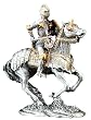 Knight on Horse with Axe - Pewter - 4'' Height