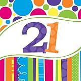 Creative Converting 18 Count Bright and Bold 21st Birthday Lunch Napkins