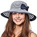 Tirrinia Women Floppy Sun Hat Wide Brim Beach Cap with Bowknot, Striped