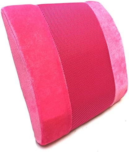 Orthopedic Back Lumbar Wedge Support Cushion - Car or Office Seat, Velvet Cloth (Pink)
