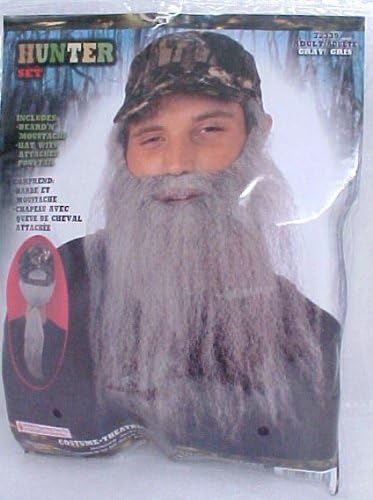 Duck Dynasty Hunter Costume Camo Hat Wig Beard Ponytail Set Halloween