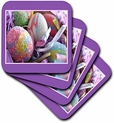 Susan Brown Designs Sparkly Easter Eggs Ceramic Tile Coaster, Set of 4