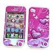 Apple iPhone 4 & 4S Snap-on Protector Hard Case Image Cover "Purple Hearts" Design