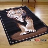 Large Modern Animal Print Out Of Africa Prowling Tiger Rug 1.15m x 1.6m (4' x 5'3 Approx)