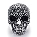 KONOV Gothic Stainless Steel Skull Biker Mens Ring, Silver Black