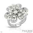 PILGRIM SKANDERBORG, DENMARK Pleasant Ring Beautifully Crafted in Silver Base metal and White Enamel. Total item weight 6.7g - Size 6.5 (Size 6.5)