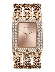 GUESS Womens U0085L3 Rose Gold-Tone Chain Watch with Self-Adjustable Links