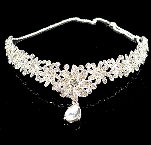 Type62 Lady Diamond Flower Wedding Bridal Head Wear Hair Band Headdress Chain Jewelry
