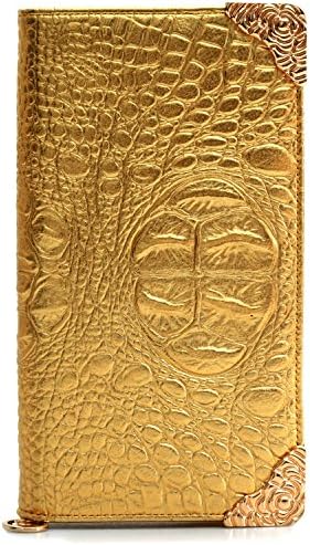 Biachieveway Women's Studded Matel Side Gold Clutch Bag Fashion Handy Carry Wallet Emboss Pu Leather New Type Bag
