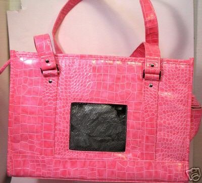 Pink Fashion Faux Crocodile Pet Travel Tote Shoulder Carrier