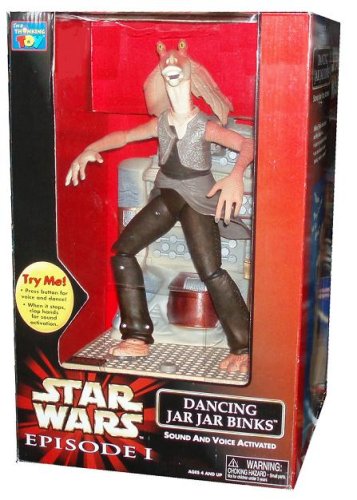 51E%2B%2BQmS2oL Star Wars Episode 1 Electronic Sound and Voice Activated 12 Inch Tall Action Figure   Dancing Jar Jar Binks